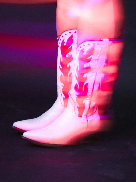 WHITE & RED STUDS BOOTS