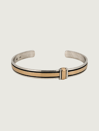 Herbert Begay sterling silver and 14K gold cuff bracelet with deep-carved detailing