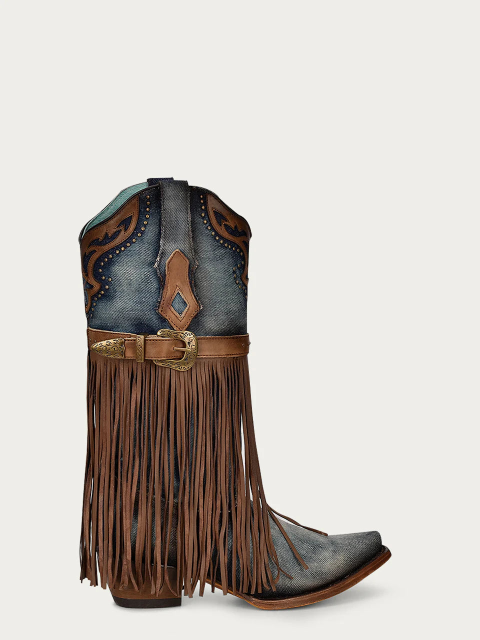 Corral Blue Denim Fringe Boots