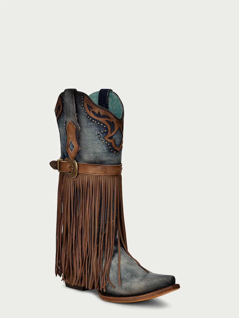 Corral Blue Denim Fringe Boots