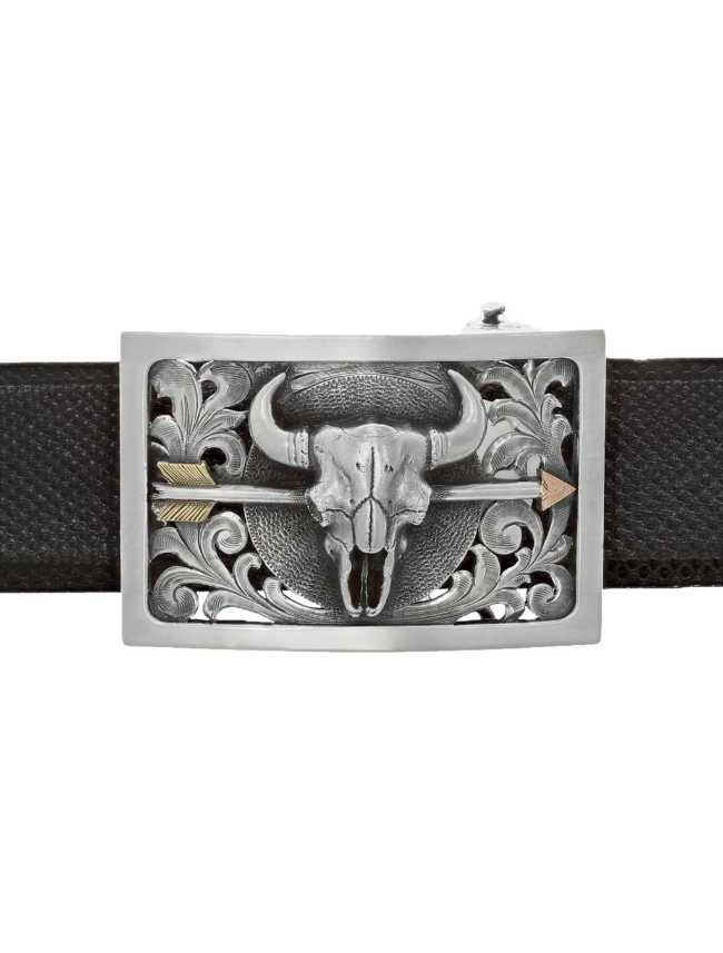 Clint Orms Childress 1804 Silver Trophy Buckle With Bison Skull