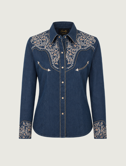Scully Women's Scroll Embroidery Long Sleeve Snap Shirt