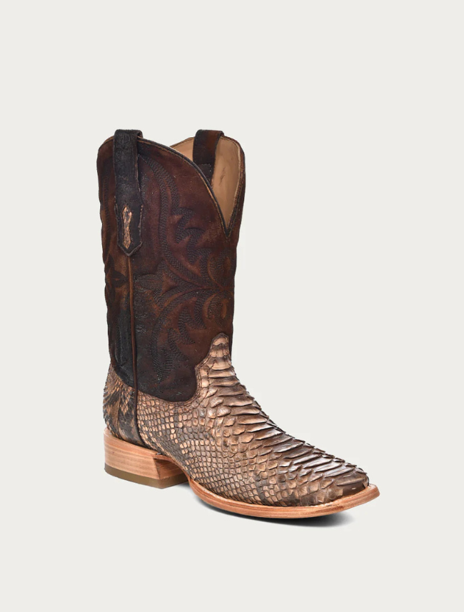 Corral Men's Genuine Lamb & Python Square Toe Cowboy Boot