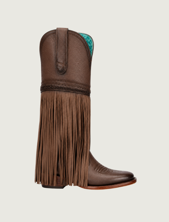 Corral Brown Weave & Fringe Tall Top Cowgirl Boots