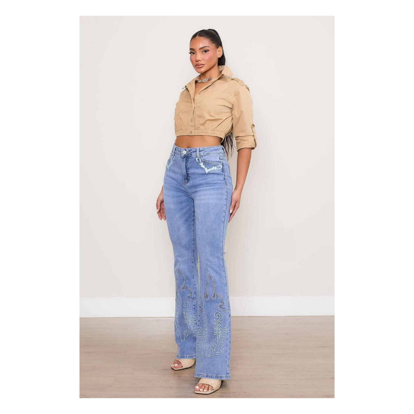 Western Embo Bootcut Jeans