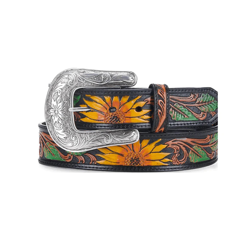 Nocona Belt Sunflower Tool Leather in Black