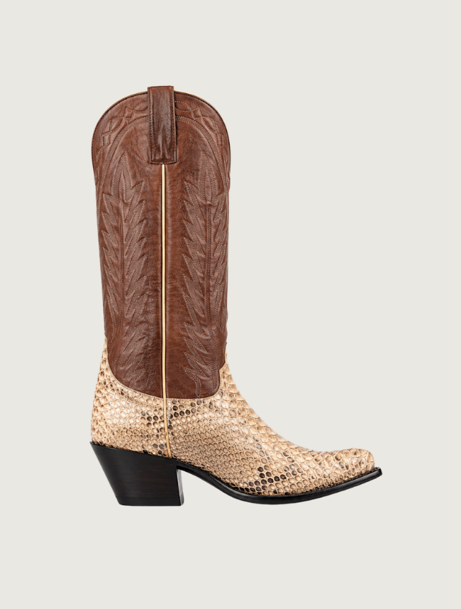 Macie Bean Mink Python Cowgirl Boots in Coffee Brown