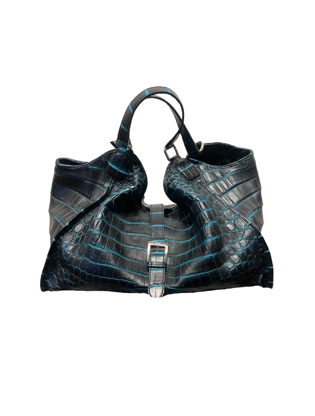Mavericks Black & Turquoise Alligator Handbag