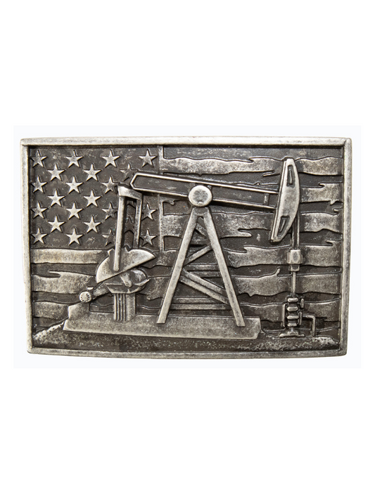 Nocona Antique Silver Pump Jack Belt Buckle