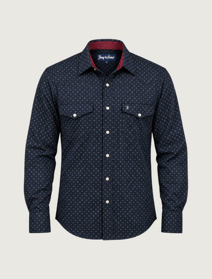 Tony Lama Navy Floral Print Pearl Snap Western Shirt