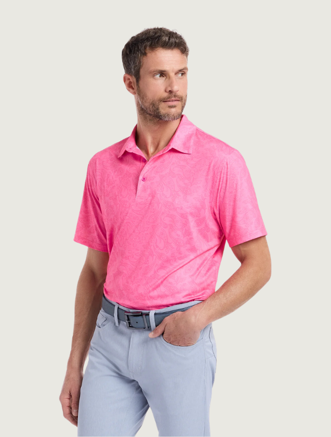 Robert Graham Orsett polo on model — front three-quarter view