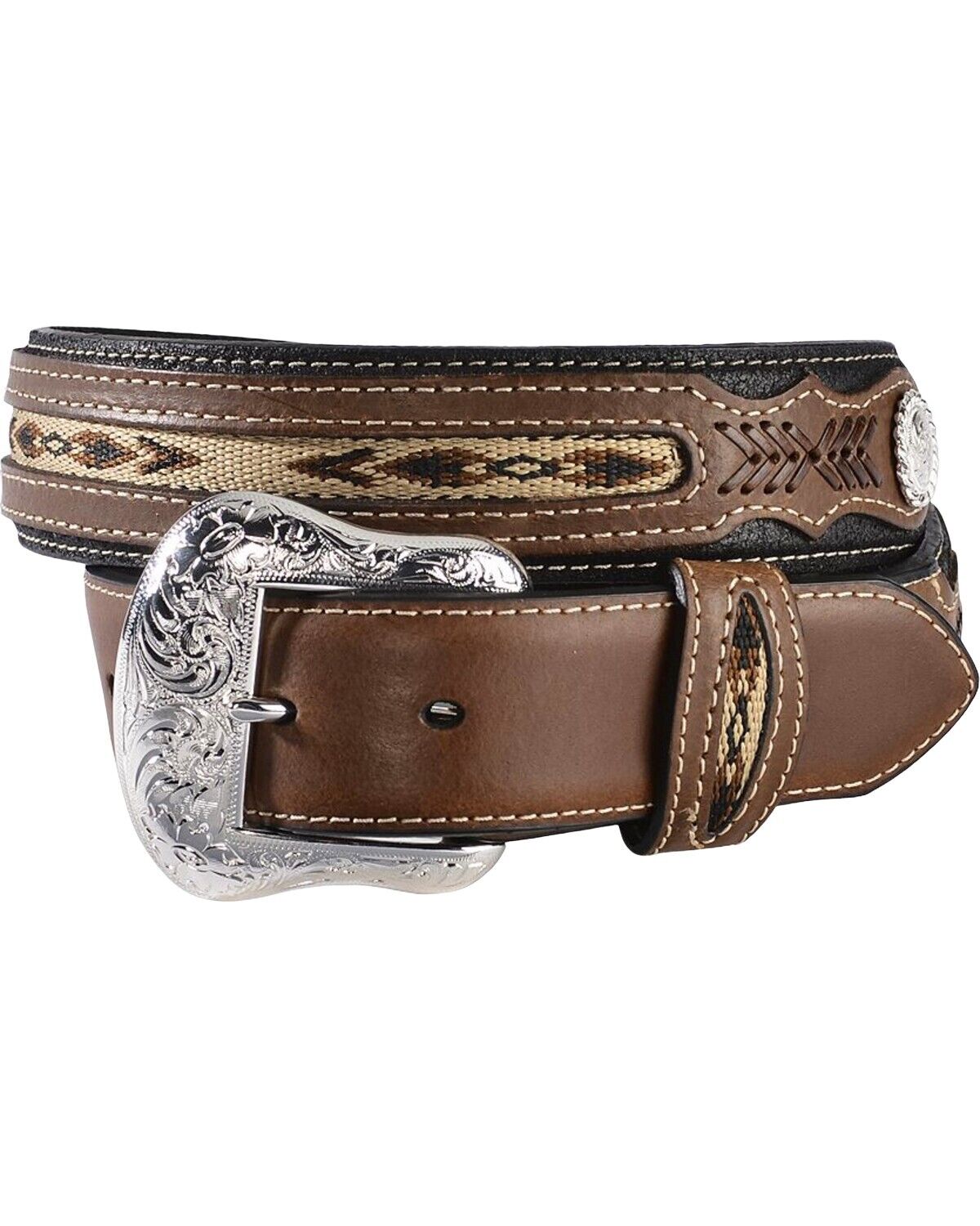 Nocona Ribbon Inlay Leather Belt