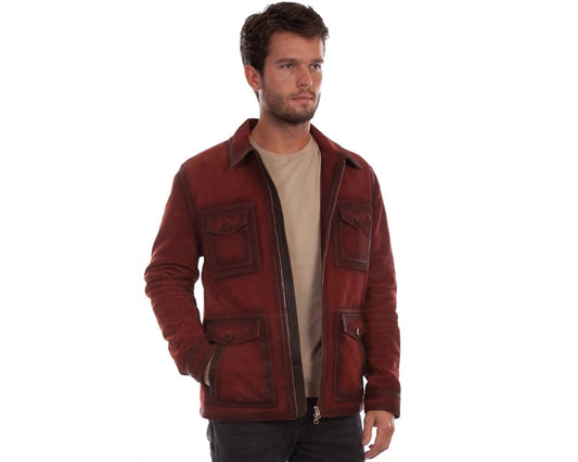 Men's Wine Lambskin Jacket