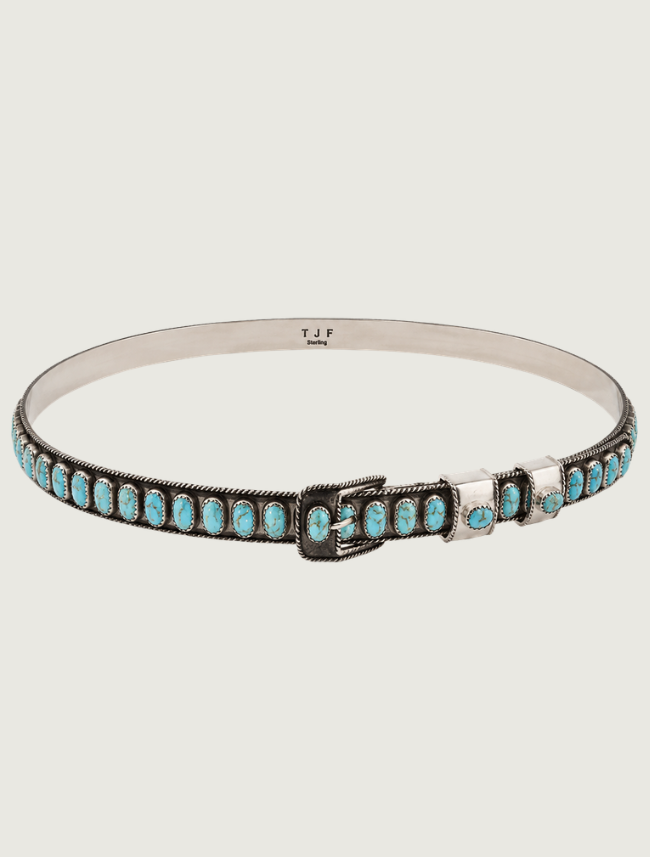 James Freeland Sterling Silver Oval Turquoise Hat Band