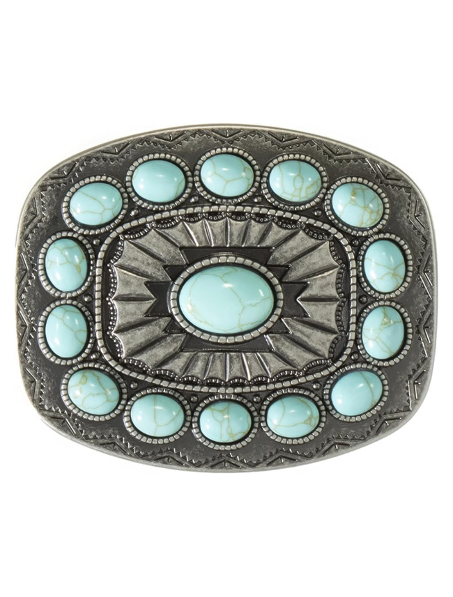 Blazin Roxx Oval Turquoise Belt Buckle with Engraved Scrolling