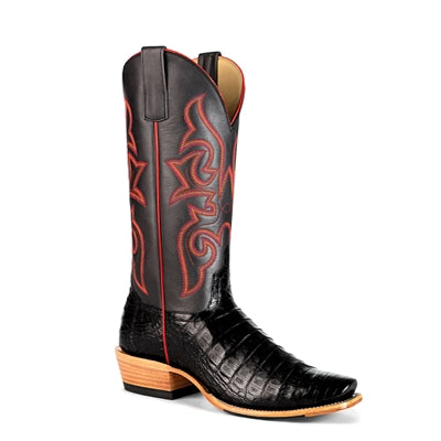 Macie Bean Top Hand Black Caiman Belly Boots